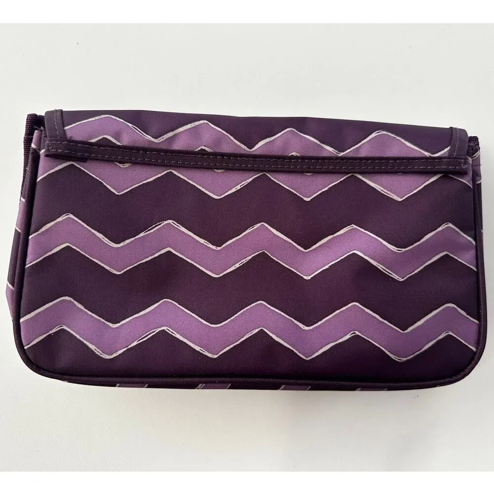Thirty-One Purple Chevron Make-Up Bag with Mirror